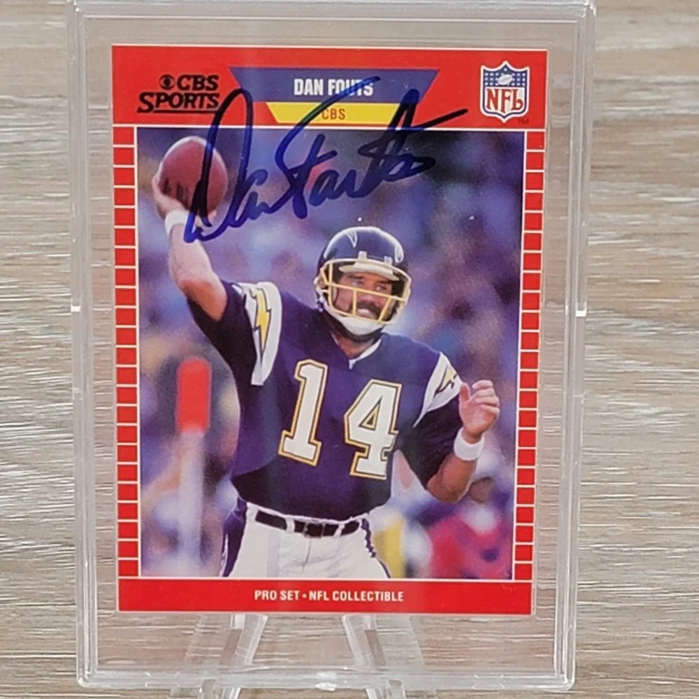 1989 Pro Set Dan Fouts Signed Autographed Card 14 CBS Sports San Diego Chargers